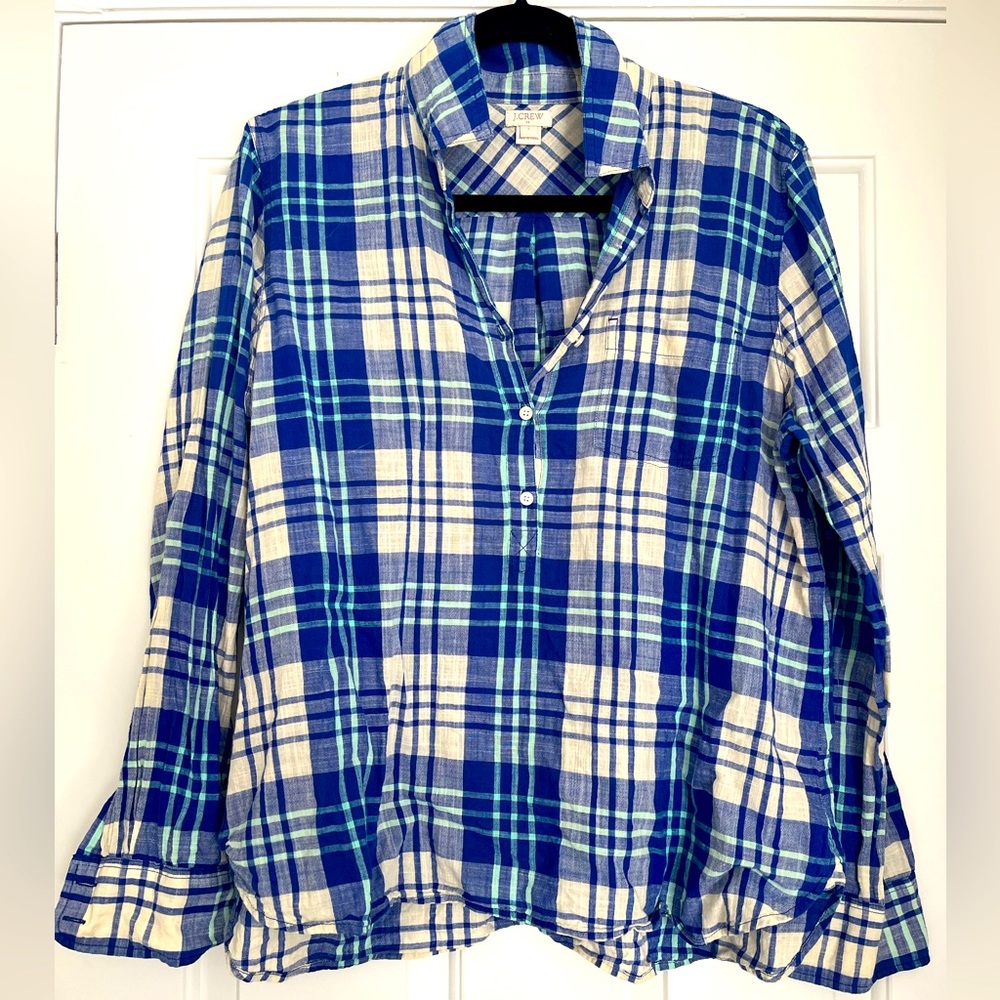 J.Crew Plaid Button Up Top